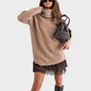 Beige Sweater & Brown Dress